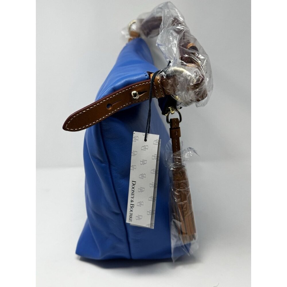 Dooney Bourke Hobo Shoulder Bag Ice Blue Smooth Leather McKenzie Tassels - Picture 8 of 16